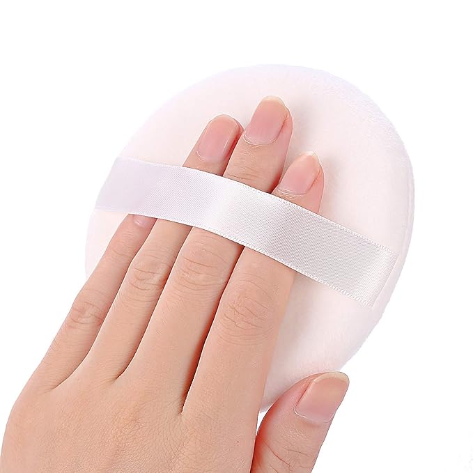 WSYUB Powder Puff, Large Loose Powder Puffs, 4.13 Inch Powder Puff for Body Powder, Ultra Soft Velour Body Powder Puffs, 2pcs, White, Round