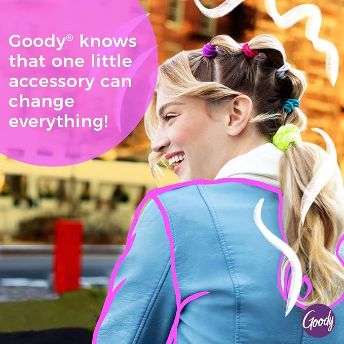 Goody Ouchless Seamless Hair Elastics, 8 Ct, Black, Damage-Free Gentle Hold Elastic Ties, No Snag or Pull, For All Occasions, Chic Styling Accessories for Women & Men, All Hair Types (Pack of 2)