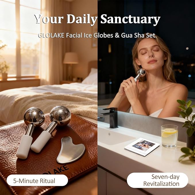 Ice Roller for Face, Stainless Steel Gua Sha, Ice Face Roller for Depuffing, Lymphatic Drainage, Collagen Boost on Face | Body | Neck, Birthday Gifts, Relaxation, Skincare, at Home Spa