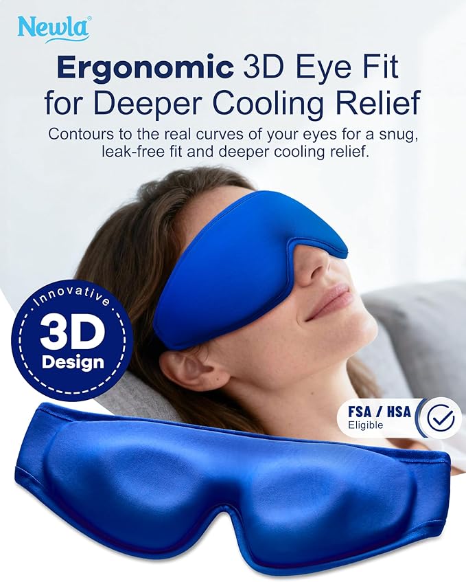 Upgraded Cooling Gel Eye Mask for Puffy Eyes: Larger Full-Eye Cover Design for Ice-Cold Therapy Relief, Headache & Migraine Relief, Reusable Cold Compress for Swelling, Eye Strain, Fatigue (Blue)