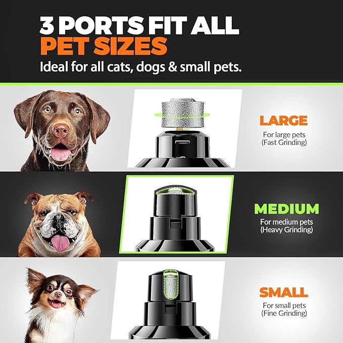Whisper Quiet Dog Nail Grinder with LED Light, Safe & Stress-Free for Sensitive Dogs of All Breeds & Sizes, 3 Grinding Bits, 3-Speed, Pet Nail Trimmers, Rechargeable Painless Grooming Kit