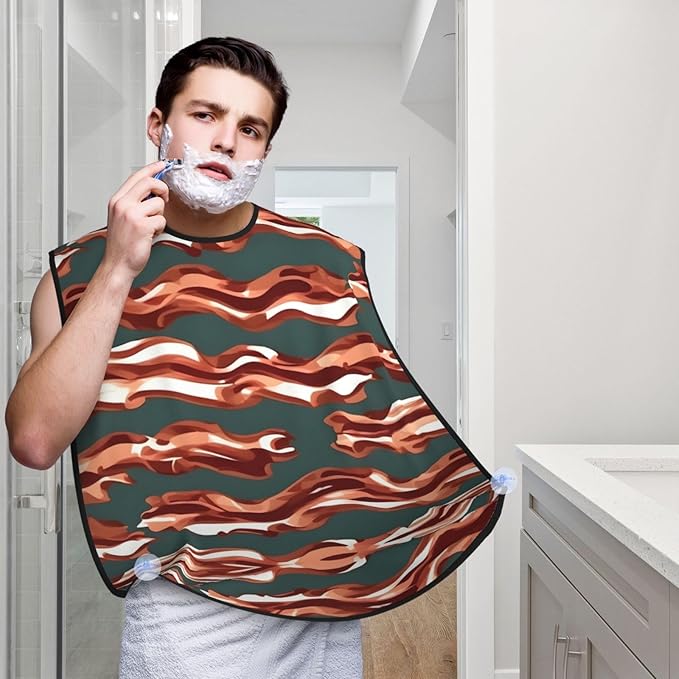 Monochrome Sketch Style Gaming Print Beard Bib Shaving Apron, Beard Hair Trimming Cape Gift For Dad