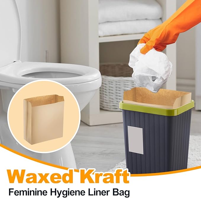500 Pcs Waxed Sanitary Napkin Disposal Bags - Feminine Hygiene Liner Paper Bags 7.5'' x 10'' x 3.5'' Wax Lined for Bathroom, Commercial, Personal Restroom, Janitorial Dispenser
