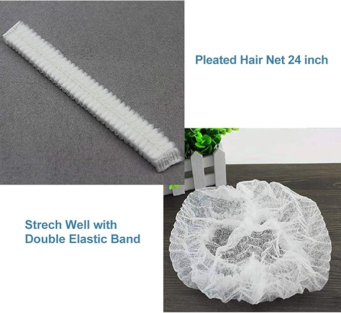 Cleaing 24 Inch Disposable Hair Cap Pack of 100 Blue, Hair Net for Nurses, Cooking, Food Service, Salon