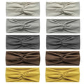 10 Pcs Wide Absorbent Sport Headbands for Women, Non-slip, Stretchy, Soft Cotton Twist Knotted Hair Bands for Daily Workout Yoga Running Sports, CA