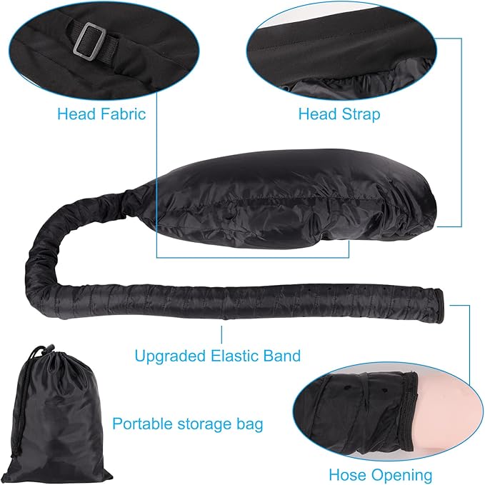 Upgraded Extra Large Hooded Hair Dryer Bonnet with Long Tube for Fast Drying - Fits All Head Sizes and Hair Styling