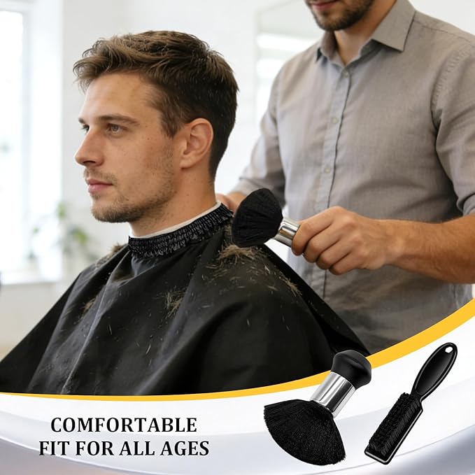 Haircutting Cape, Hair Salon Cape, Hair Stylist Cape, Waterproof Cutting Cape with Neck Duster & Barber Brush, Haircut Capes for Adults Men Women Kids, Adjustable 63 x 47 in, Black