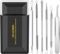 Pimple Extractor Tools, 6-PCS Professional Stainless Steel Blackheads, Whiteheads, Pimples, Boils, Stray Hairs Remover Tools Set with Mirror and Product User Manual, 18-Month Replacement Warranty！