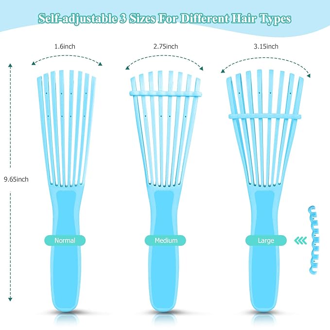 Detangling Hair Brush, Detangling brush for Adults and Kids, Comb Set for Kinky Curly Coily and Wavy Hair, For Wet and Dry Hair, Afro American Type 3a-4c, Comfortable Grip, Easy to Clean(Blue)