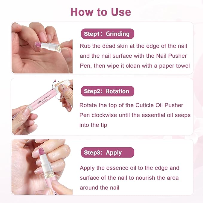 Ceramic Cuticle Pusher & Oil Pen, 1PC Gentle Cuticle Remover for Hangnails & Dry & Damaged Nails, Nail Care Pen for Repair & Nourish Nails