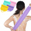 4PCS Exfoliating Back Scrubber with Handles, Double-Sided Nylon Exfoliating Washcloth Extended Length Exfoliator Stretchy Pull Strap Back Washer Body Exfoliatin Washcloth for Women Men