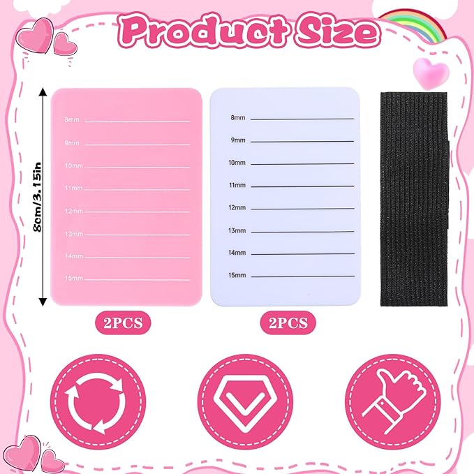 4 Pack Eyelash Extension Holder, Acrylic Lash Tray Organizer Lash Pallet Tray with Adjustable Wrist Strap, Professional False Eyelash Organizer Plate for Beauty Salon