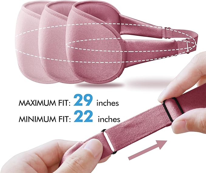 Sleep Eye Mask for Side Sleeper, Lash Extensions 3D Contoured Cup Sleeping Mask for Men Women, Travel Blackout Night Blindfold Eye Shade Cover with Adjustable Strap (Pink-Side Sleeper)