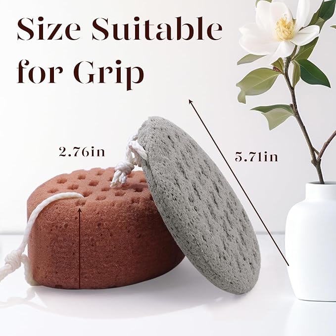 BAIMEI IcyMe Bath Sponge, Sponge Loofah Body Scrubber, Shower Pouf Cleaning Loofahs Sponge, Shower Use Sponge (Pink Grey)
