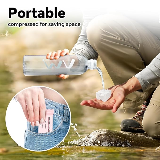 Compressed Towel 30 Pcs Disposable Compressed Face Towel Portable Cotton Coin Tissue Camping Towel for Travel/Home/Outdoor Activities