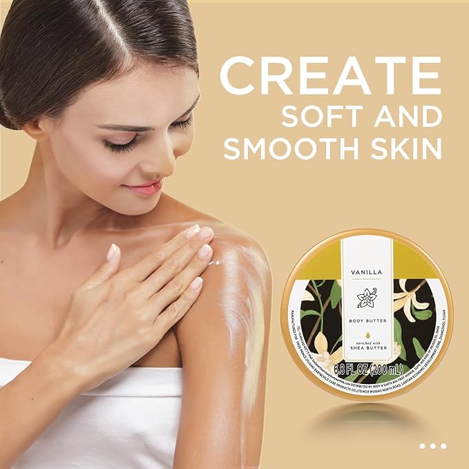 Princess Belle Vanilla Body Butter, Body Moisturizer for Dry Skin with Natural Shea Butter, Vanilla Body Care for Skin Deep Moisturizing and Softening-200ml(6.8 floz)