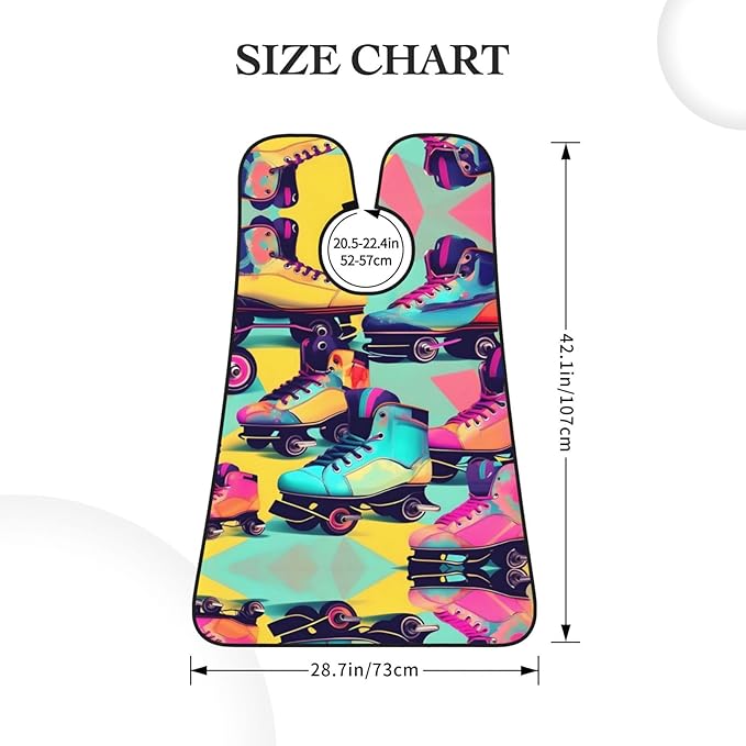 Retro Roller Skates Colorful Print Beard Bib Apron For Men, Beard Hair Catcher For Men Shaving Trimming,Beard Cape Cloth, Black