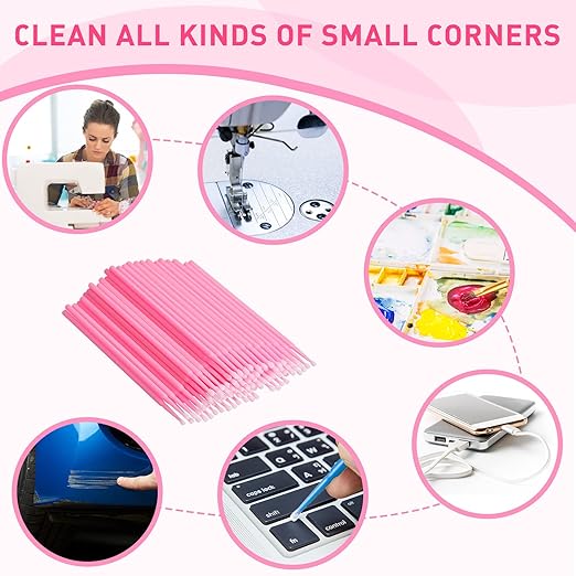 Sewing Machine Cleaning Swabs Micro Applicator Brushes Disposable Clean Brushes Micro Swab Pointed Tips Multi Colored Lab Swabs for Cleaning Paint Sewing Machine, 3 Size (500 Pcs)