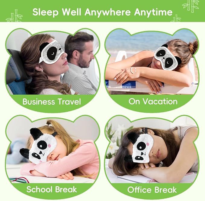 Cooling Eye Mask and Plush Sleep Mask for Woman 2PCS, Cute Animal Sleeping Mask Soft Blindfold Cold Warm Eye Compress Gifting for Home Spa, Office, Morning Refreshment, Travel