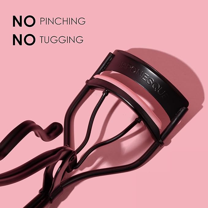 JAPONESQUE Professional Volumizing Lash Curler for Natural & False Lashes on Most Eye Shapes and Large Eyes, 1 Refill Pad, Holds Curl up to 8 Hours