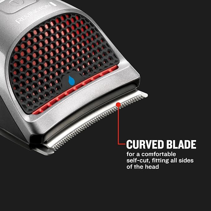 Remington Shortcut Pro Self-Haircut Trimmer Kit, Waterproof Cordless Electric Razor for Head, Beard, and Body, Curved Blades and 9 Trimmer Lengths, Head Shaver, 5-Minute Quick-Charge, 14-Piece Set