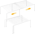 AmaQueen 2 Pcs Expandable Shelf Organizers for Cabinet Closet Cupboard, Adjustable Fridge Shelves Freezer Rack Refrigerator Single Shelf, Extender Plate Shelf for Kitchen (White)