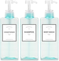 Blue Shampoo and Conditioner Bottles, YACEYACE 16.9oz Set of 3 Blue Clear Empty Shampoo and Conditioner with Pump, Dispenser Shampoo Conditioner, Body Wash Dispenser