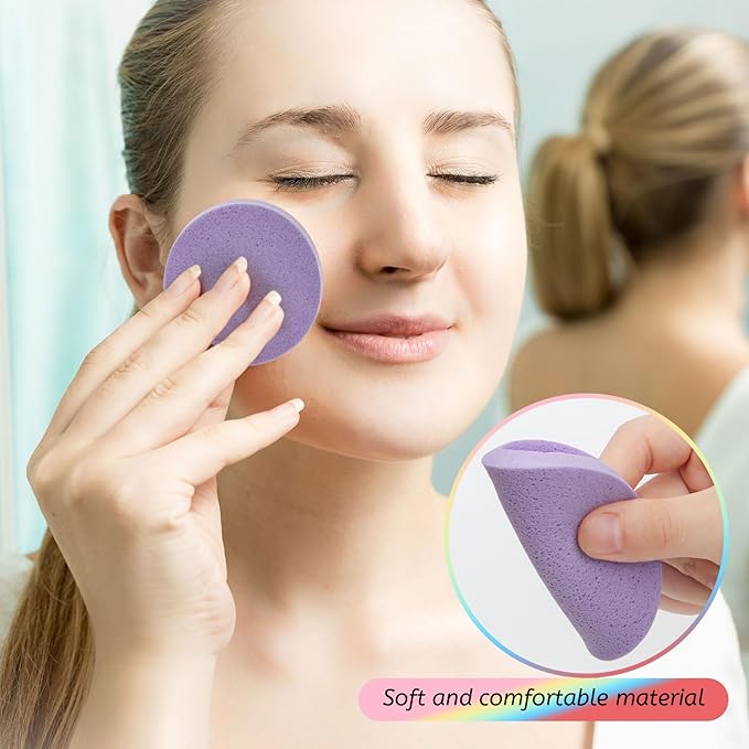 120 Pcs Facial Sponge Compressed, Luxiv 5 Colors Face Cleansing Sponge Estheticians Compressed Makeup Facial Sponge Round Wash Face Sponges for Women Compress Exfoliating Removal Sponge (Mix-color B)