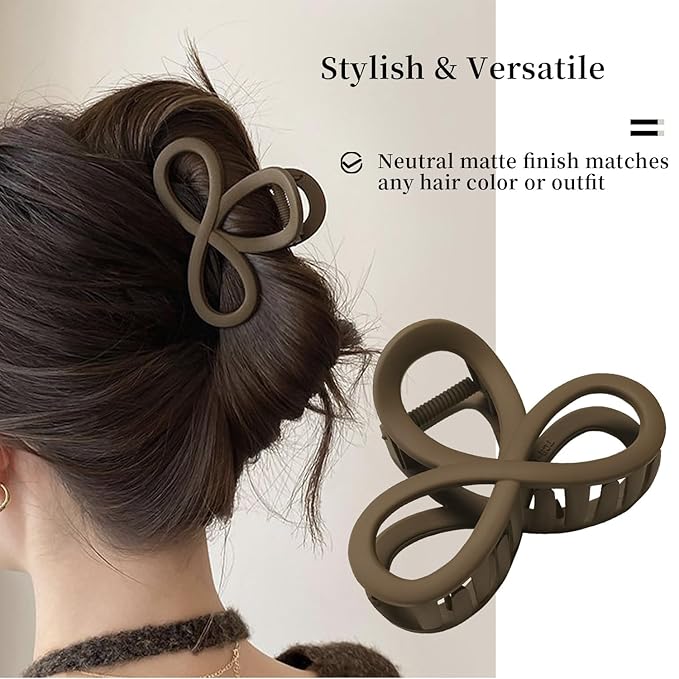 3.3 Inch Hair Claw Clips, Unbreakable No Slip Matte Claw Clip for Women's Thin & Medium Thick Fine Hair, 3 Pack