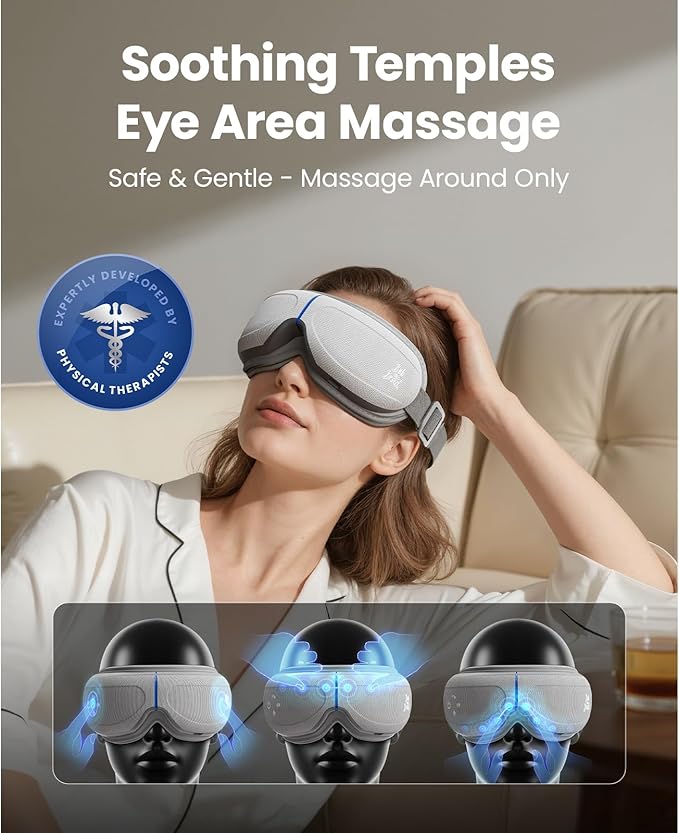 BOB AND BRAD Eye Massager with Heat and Cooling, EyeOasis 2 Eye Massager for Migraines FSA Eligible/HSA Eligible, Heated Face Massager for Dry Eye Migraine Relief, Warm Compress for Stress Relief