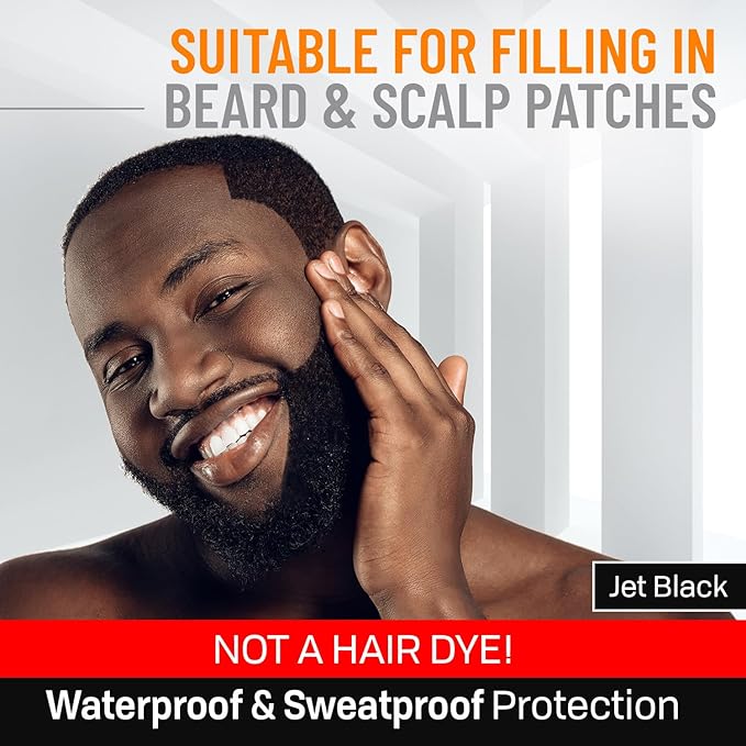 Beard Pen Filler for Men - Barber Styling Grooming Pencil - Waterproof, Sweat Proof, Long Lasting Solution with Natural Finish - Cover Beard and Scalp Patches in Seconds - Jet Black 2 Pack