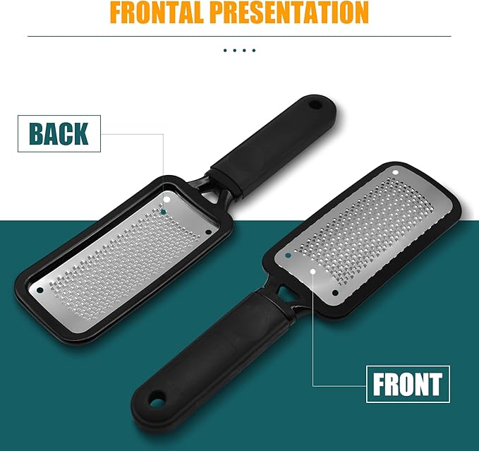 Foot Files Foot Scrubber Pedicure, Stainless Steel Callus Remover for Feet, Professional Foot Grater Rasp Scraper to Hard Skin Corns for Dry and Wet Fee