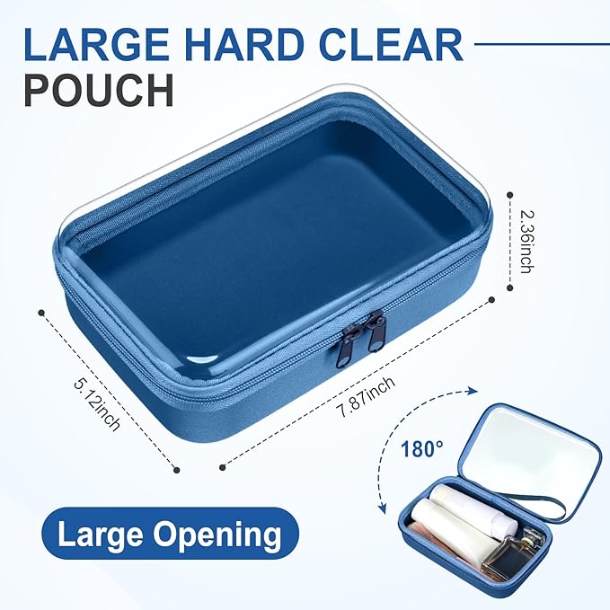 4 Pcs Hard Clear Zipper Case Hard Shell Plastic Pencil Case Large Transparent Pencil Box Portable Travel Organizer Toy Storage Bins for Home Office Cosmetics(Gray,Dark Blue,Blue,Black)