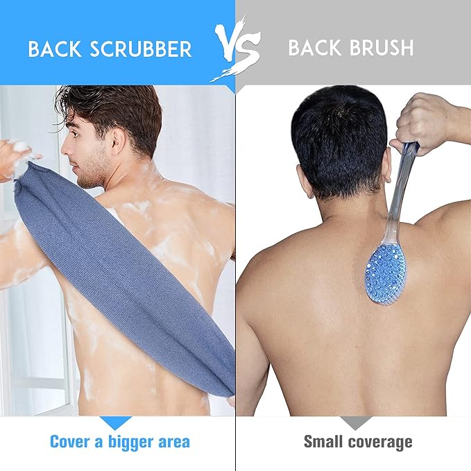 Evridwear Exfoliating Back Scrubber for Shower - Double-Sided Body Scrubber with Handles, Deep Clean, Massage & Exfoliate Back Washer for Men & Women, Invigorates Skin & Circulation