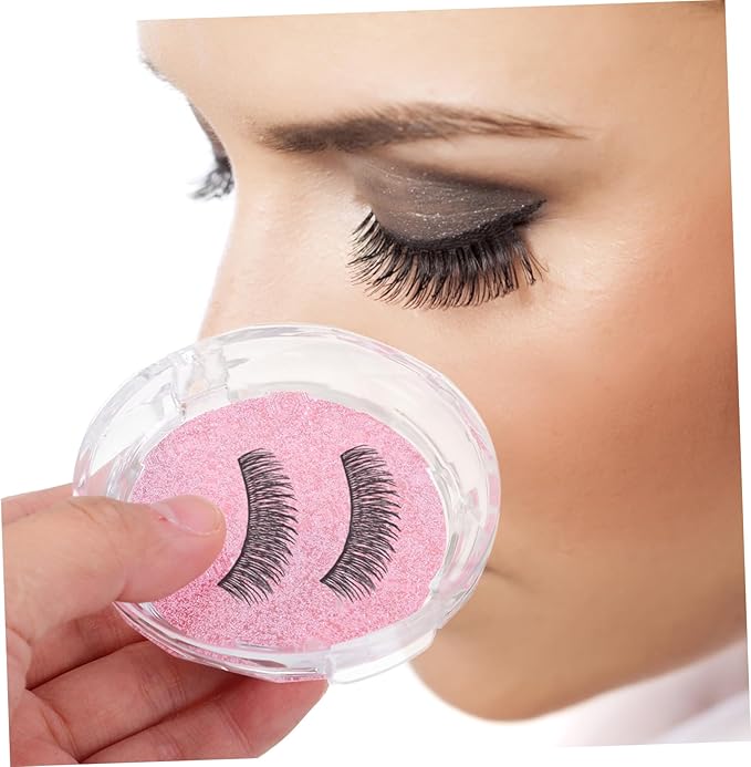 FRCOLOR 3 Pcs Eyelash Storage Boxes with Crystal Glitter Base Cards Portable False Eyelash Cases for Travel and Makeup Organization for Clean and Safe Storage