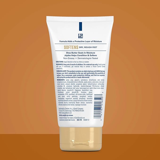 Gold Bond Softening Foot Cream, 4 oz., Foot Lotion with Shea Butter to Soften Rough & Dry Feet
