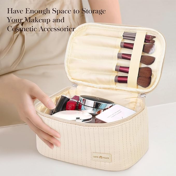 Makeup Bag Travel Cosmetic Bag, Large Capacity Makeup Organizer Bag and Storage, Portable PU Leather Pouch Toiletry Bag Make up Organizer, Cosmetic Bags for Women