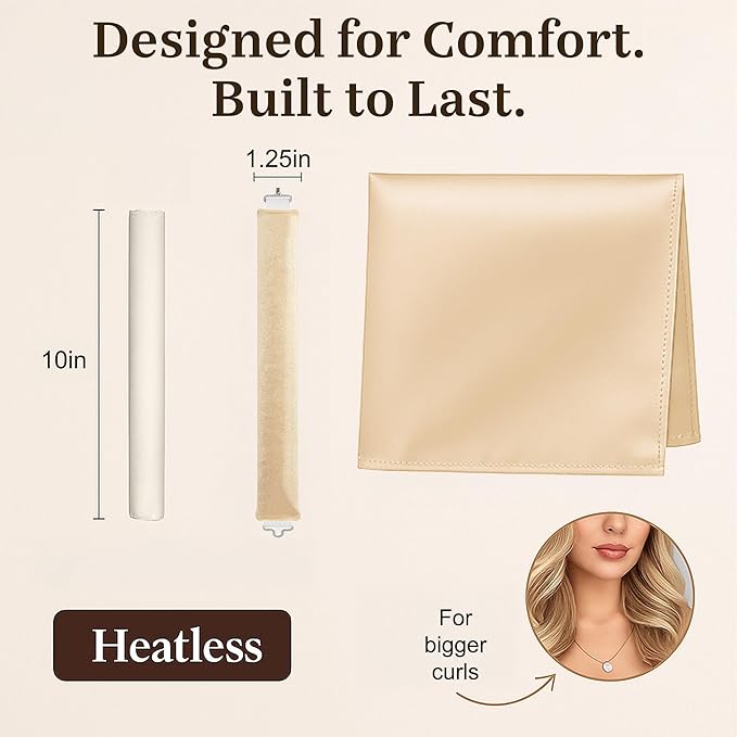 Overnight Blowout Rods | Heatless Curls for Long or Short Hair Rollers Blow Out Curling Rod No Heat Flexi Foam Tubes Silk Satin Velvet Soft Curlers to Sleep In Tools Set by VISOFO (Blonde, 3 Set)