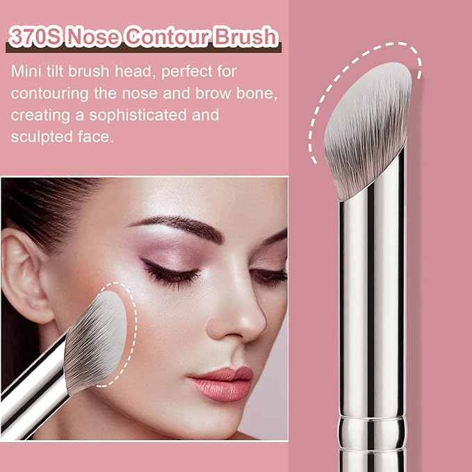 ENERGY Angled Concealer Brush Under Eye Dense Mini Eyeshadow Brush Vegan Synthetic Bristles for Liquid Cream Powder Cosmetics Blending Setting Concealing Medium Coverage