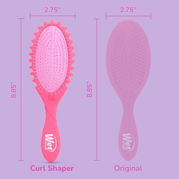 Wet Brush Curl Shaper Detangler Brush, Pink, Curl Defining for Curly and Coily Hair Types, IntelliFlex Bristles Detangle for Frizz-Free Shaping, Made for Women, Men & Kids