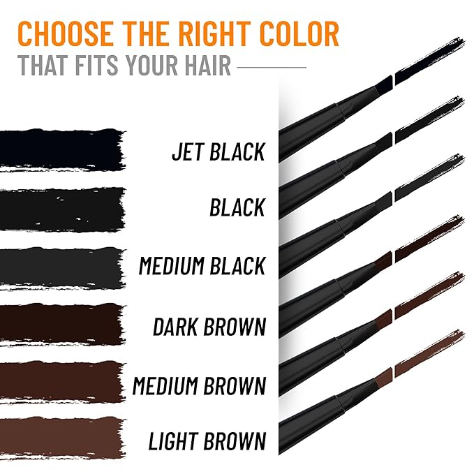 Beard Pen Filler for Men - Barber Styling Grooming Pencil - Waterproof, Sweat Proof, Long Lasting Solution with Natural Finish - Cover Beard and Scalp Patches in Seconds - Medium Black 5 Pack