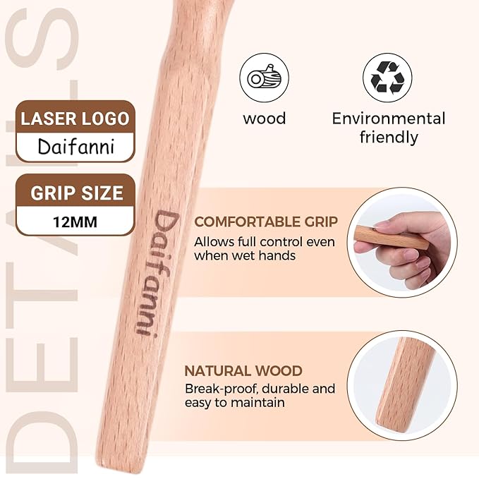 Small Round Brush for Blow Drying, Wooden Handle Roller Brush with Soft Nylon Bristles, Curling Hair Brush for Wet Hair, Bangs, Beard, Styling (Round)