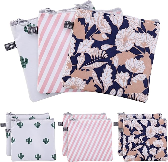 Tuciyke Sanitary Napkin Storage Bag,Menstrual Cup Pouch,9 Pack Portable Sanitary Napkin Pads Storage Bags Feminine Menstruation First Period Bag for Teen Women Ladies