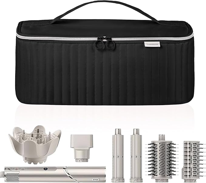 Travel Carrying Case for Hair Dryer Shark Flexstyle Dyson Airwrap Brush Hair Accessories Tools Storage Bag for Revlon Hairdryer Styler Organizer (Black)