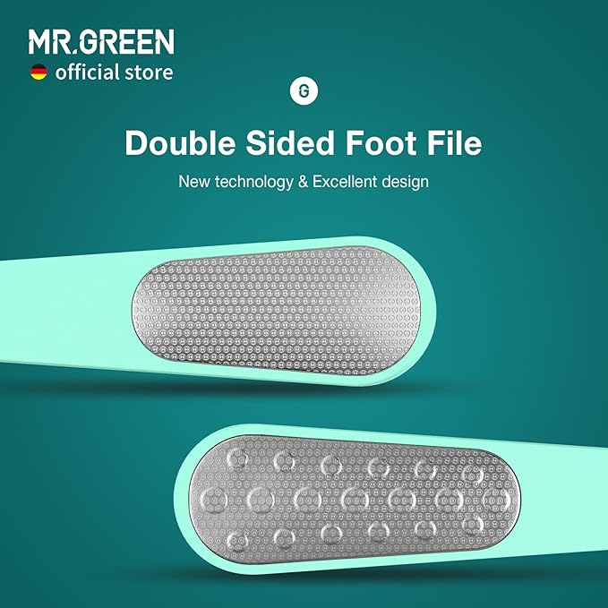 MR.GREEN Foot File Double Sided Callus Remover for Dead Skin Professional Pedicure Tools Callous Scraper Foot Sander Heel Filer (Green)