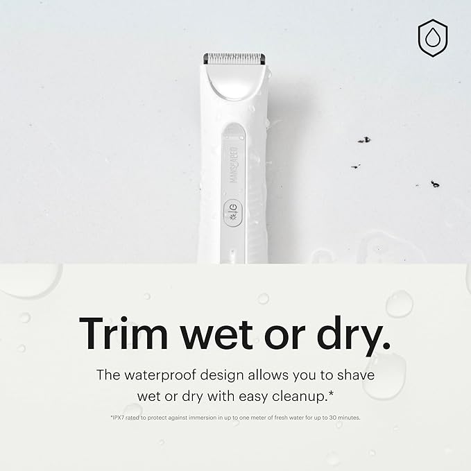 MANSCAPED® The Lawn Mower® 3.0 Plus - Groin, Body & Bikini Hair Trimmer, Updated SkinSafe® Trimmer Blade, Waterproof Wet/Dry Groomer, USB-C Rechargeable, Men’s & Women's Wireless Shaver, White Hot