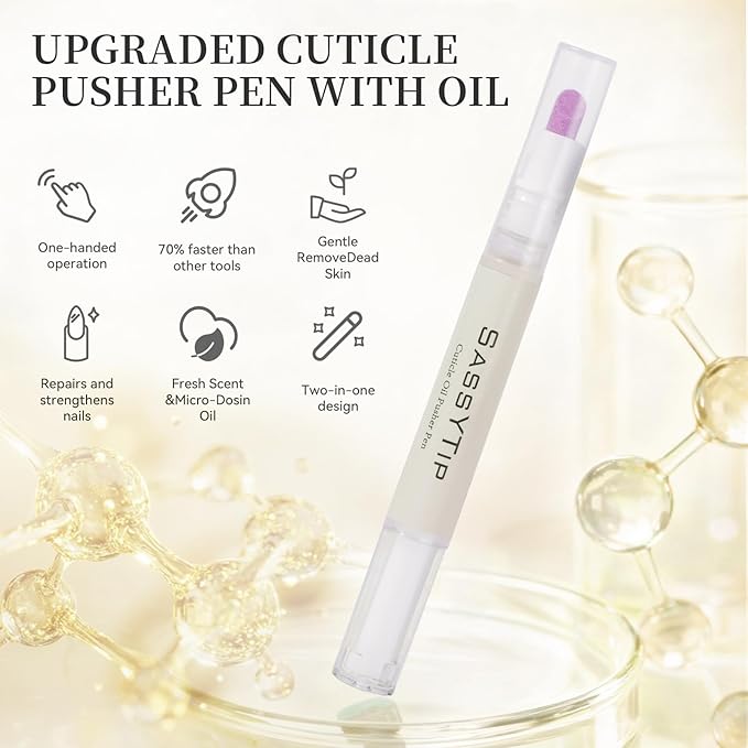 Ceramic Cuticle Pusher & Oil Pen, 2ml Rose/Lavender/Fragrance Free Scented Nail Care Pen, Gentle Cuticle Remover for Dry & Damaged Nails, Moisturize Strengthen Brighten (Beige3.0)