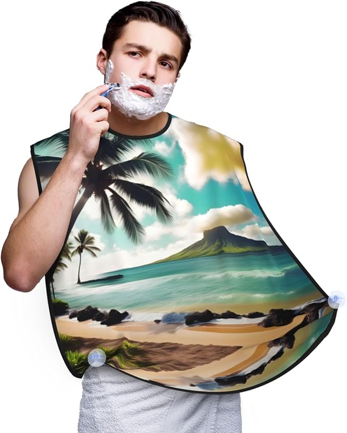 Underwater Scenery Print Beard Bib Shaving Apron, Beard Hair Trimming Cape Gift For Dad