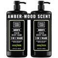 Dead Sea Collection Amber Wood Men’s Body Wash – 3 in 1 Body Wash for Men for Hair, Face & Body – Moisturizing Shower Gel with Dead Sea Minerals – Pack of 2 (33.8 fl oz each)