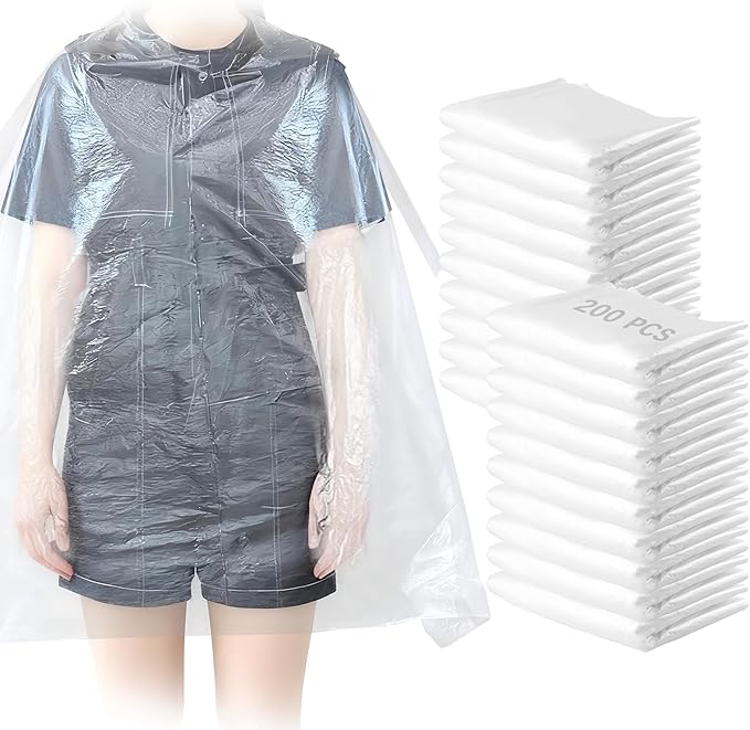 200 Pcs Disposable Capes Hair Salon, 48 x 36 Inch Disposable Hair Salon Capes, Waterproof Barber Cape, Single Use Shampoo Hair Cutting Cape Dressing Apron for Barbershop & Salon Hairdressing